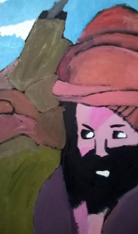 Un nomade devant un volcan 